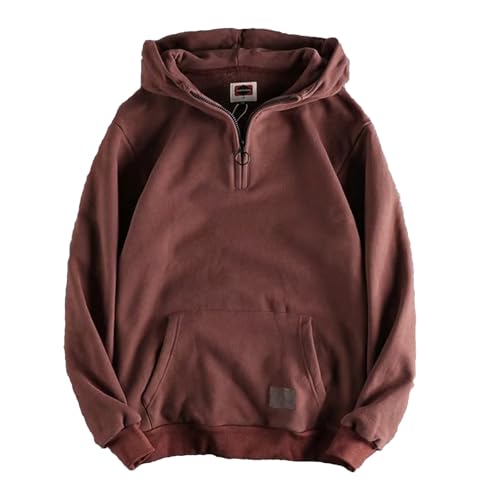 Ymosrh Men's Hoodies Long Sleeve Quarter Zip Heavyweight Cargo Pullover Hooded Sweatshirts with Pocket, M-3XL