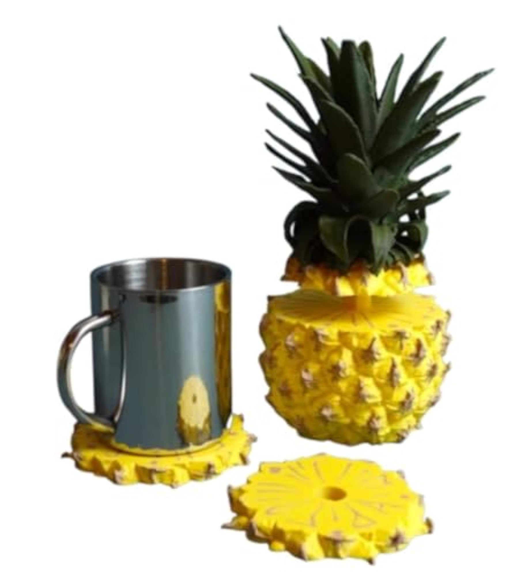 Pineapple Tea Coaster Set for Cups & Mugs, Unique Fruit-Themed