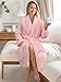 PAVILIA Pink Women Robe Fleece Plush Soft, Fluffy Fuzzy Cozy Warm Lightweight Bathrobe, Shower Spa House Long Robe for Women, S/M