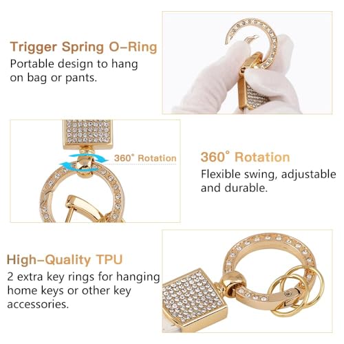 1797 Key Fob Cover fit for VW Volkswagen Jetta Tiguan Golf Atlas GTI Accessories Bling Keychain Car Remote Case Shell Protector Girly Cute 4 Button White Gold TPU