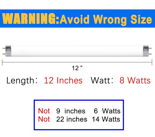 image for Konideke 8 Pack F8T5/CW Fluorescent Bulbs, T5 12 inch 8 Watts Under Ca