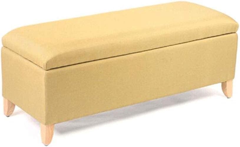 Repose-pieds ottoman jaune 60 cm avec coffre de rangement et housse salon