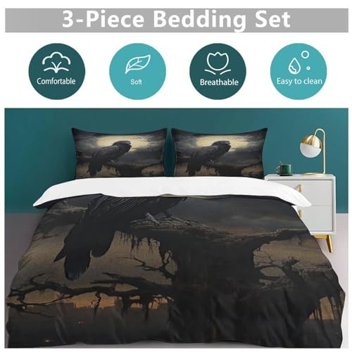 Housse de couette corbeau infroissable en microfibre pour lit - 6