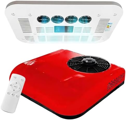 12V/24V Electric Rooftop RV Air Conditioner - Low Noise DC AC Unit for Truck, Car, Motorhome, Camper Van, Boat Trailers - Efficient Cooling, White