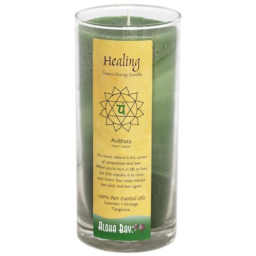 Premium Scented Candle | Hand Made Healing Energy Jar | 11 oz | Healing Anahata | Yoga Prayer & Meditation Candle | Long Burn | Essential Oils Lavandin Orange Tangerine | Aloha Bay