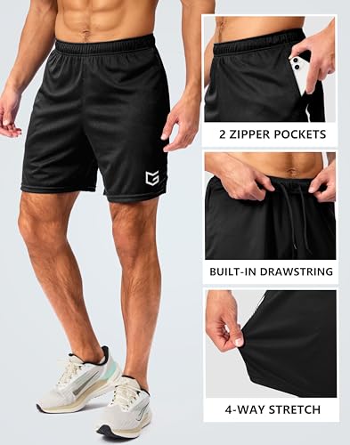 G Gradual Men's Gym Shorts 5"/7"/10" with Zipper Pockets Basketball Athletic Mesh Quick Dry Shorts for Workout Running Tennis3