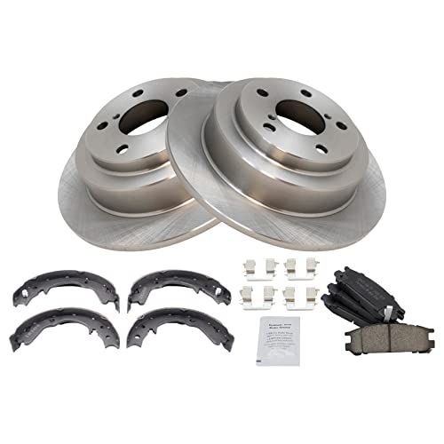 Image of TRQ Rear Ceramic Brake Pad and Rotor Set Compatible with 93-96 Subaru Impreza 98-99 with Rear Disc Brakes with Parking Shoes Models