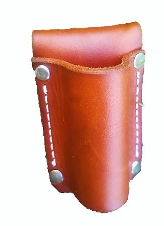 Leather Flashlight Holster for AA Battery Flashlights - Heavyduty Made in USA (Saddle Tan (Snap))