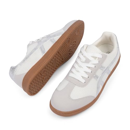 Image of Tigeridea Casual Sneakers for Women Lightweight Lace Up Tennis Shoes | Non-slip Lace Up Fashion Sneaker, Round Toe Retro Walking Shoes, 2026 Trendy Comfortable Trainers