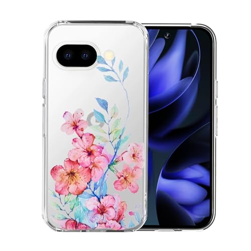 Coque transparente antichoc pour Google Pixel 9a avec motif fleurs protection TPU souple