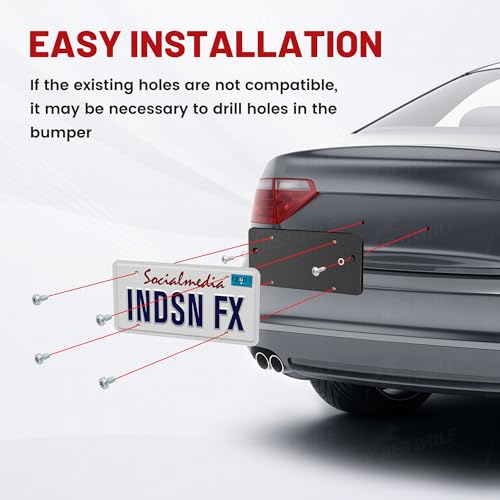 RED WOLF Rear License Plate Bracket for 2014-2024 Audi A3 A6 A7 A8 Quattro Allroad S3 RS4 RS5 Series for Tail Bumper Car Tag Holder OE 8T0827113A01C w/Mounting Screws Wrench by RED WOLF - Image 6