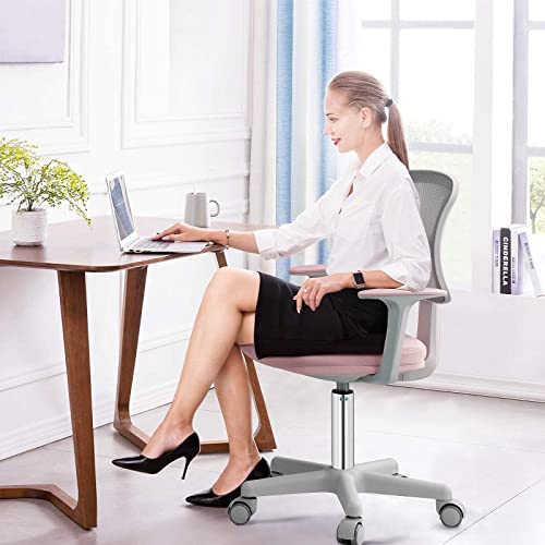 Giantex Ergonomic Kids Desk Chair, Height Adjustable Children Swivel Computer Chair With Y-Shaped Lumbar Support & Comfy Armrest, Mesh Kids Task Chair For Study, Boys Girls Aged 4-13,Pink #TOP7