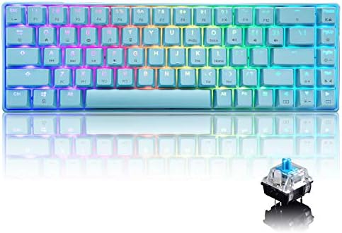 60% Mechanical Gaming Keyboard Type C Wired 68 Keys LED Backlit USB Waterproof Apex Pro illuminated Keyboard 18 Chroma RGB Lighting Backlight Anti-ghosting Keys for Gamers and Typists (Blue Switch)