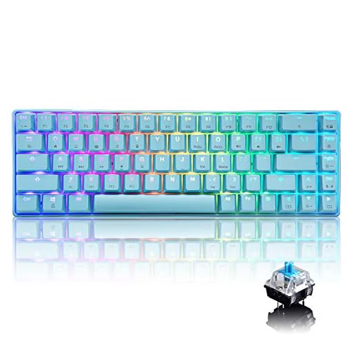 60% Teclado mecánico para juegos tipo C cableado 68 teclas con retroiluminación LED Teclado USB impermeable con retroiluminación RGB Teclas anti-fantasma completas para jugadores y mecanógrafos (azul)