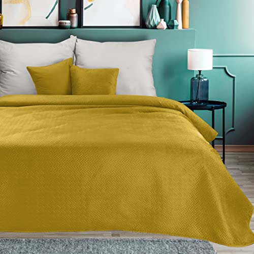 Eurofirany Colcha Reversible Luiz,3 Velvet/Satén (Senf 5, 200 x 220 cm)