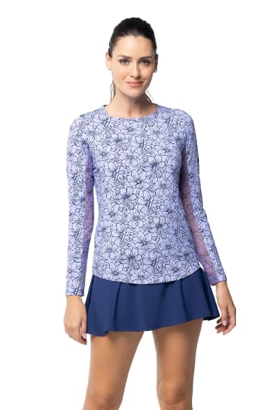 IBKUL Athleisure Wear Sun Protective UPF 50+ Icefil Cooling Diana Print Long Sleeve Crew Neck - 12930