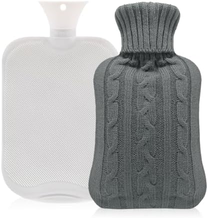 HANNEA 2L Warm Water Bottle with Knitted Cover for Pain Relie, PVC inner