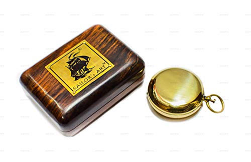 Sailor's Art Vintage Style Brass Pocket Compass With Wooden Box, Quote Engraved, Gifts For Kids Children Teen Family, Nautical Navy Compass, Baptism Gifts, Confirmation Gifts #TOP2