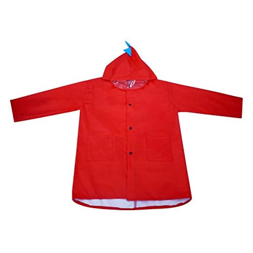 QIAHANG - Chubasquero Infantil Niños con Capucha Mangas Largas Impermeable Raincoat Cartoon al Aire Libre Ropa de Lluvia Transpirable Color Brillante - Rojo - XXL - 5-6 Años