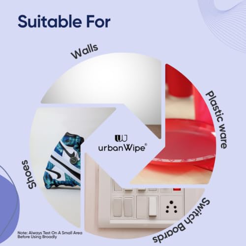 Image of UrbanWipe Magic Eraser Cleaning Sponge | Pack of 4 | Powerful Multi-Purpose Stain Remover | No Chemicals Required | Effortlessly Cleans Walls, Kitchens, Bathrooms, Shoes, Switch Boards & More