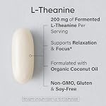 Sports Research® Double résistance «Suntheanine» L-Theanine à l'huile de coco biologique - Encourage l'alerte, la concentration et la détente sans somnolence - 200 mg L Supplément à la théanine - 60 Capsules de softgel