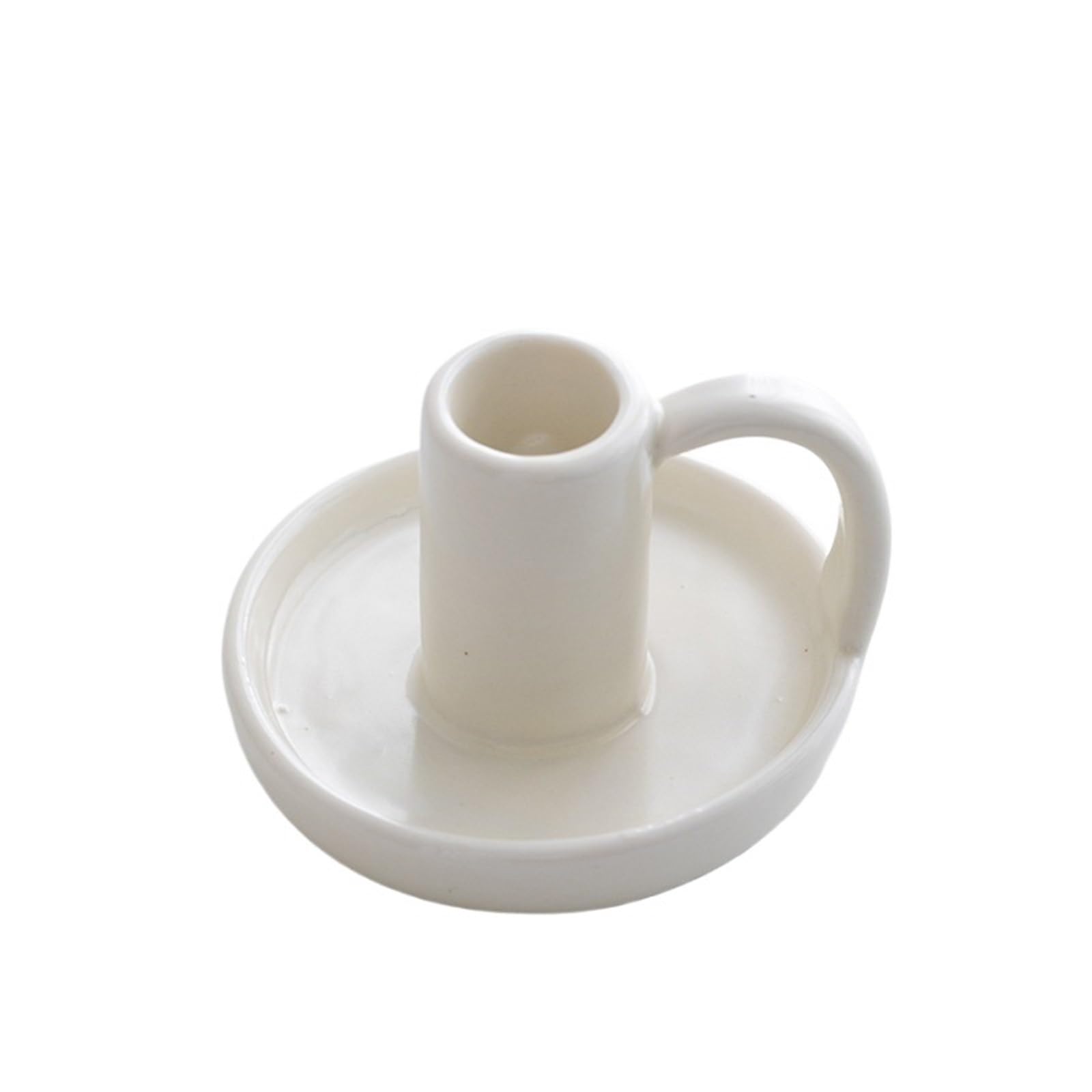 1Pair Ceramic Candlestick Holder For Home Decoration Pottery Candle Holders With Handle For Taper Candles Incense Table Centerpiece for Candle(Size8)