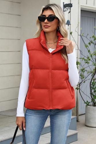 Zeagoo Women Puffer Vest Sleeveless Cropped Outerwear Warm Winter Lightweight Coat Stand Up Collar Down Jackets With Pockets2