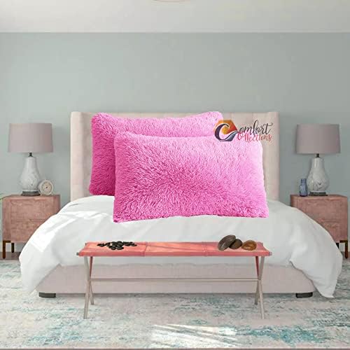 Pillowcase Pair Teddy Cuddles Hug & Snug Fleece Soft Fur Fluffy Cosy Warm Pillowcase Cover Colour: Black