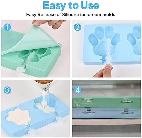 Miniatura 5 de Moldes para paletas de hielo, paquete de 2 moldes de silicona caseros para paletas de fácil liberación, sin BPA, moldes para paletas de hielo, mini