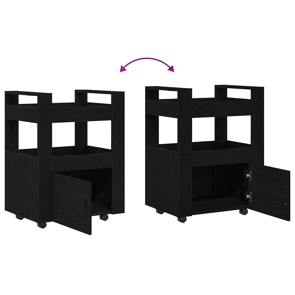 vidaXL Carro de Cocina Roble Negro 60 x 45 x 80 cm | Hecho de madera de ingeniería resistente que va a durar, Se ve elegante y encaja bien en cualquier cocina,