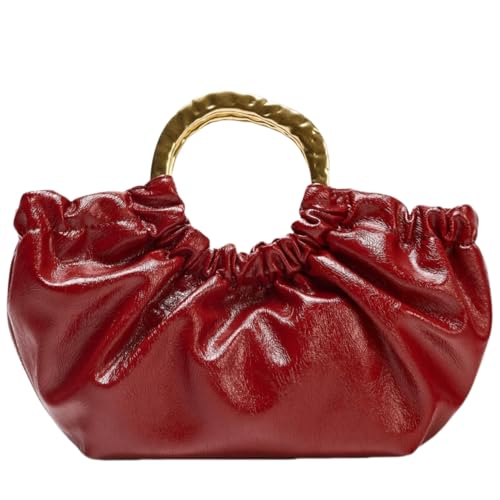 Golden Handle Purse Small Shoulder Bag for Women Ruched Faux Leather Crossbody Bag With Adjustable Strap2