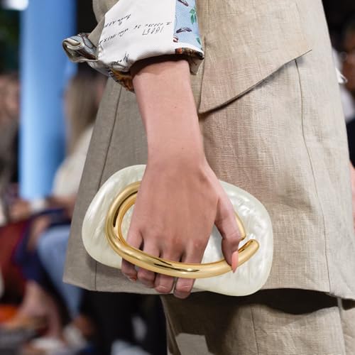 Clutch Purses for Women Formal, PU Leather/Marble Acrylic Evening Bags with Chain, Trendy Metal Handle Purses 20253