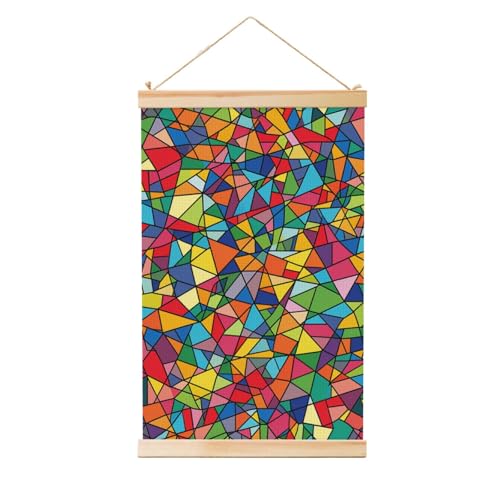 Poster mural géométrique lumineux avec cadre en bois pour décoration