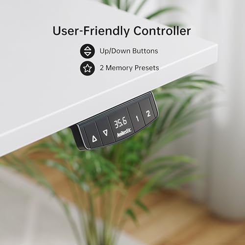 Image of Agilestic Electric Standing Desk with Drawers, 48 x 24 Inches Height Adjustable Desk, Stand up Computer Table with Memory Preset, for Work Office Home, Drawers-White