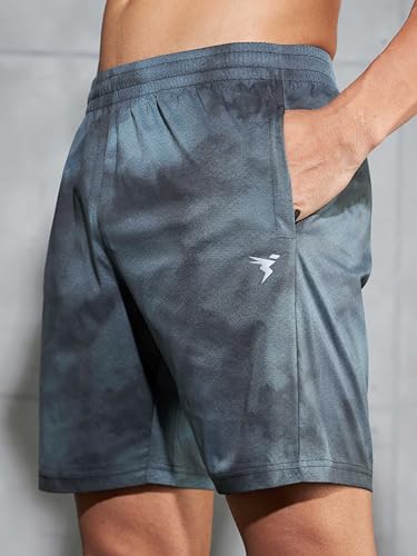 Image of TECHNOSPORT Men's Regular Fit All Over Print Stretchable Shorts with Quick Dry, Anti Odour for Gym, Sports and Regular Use