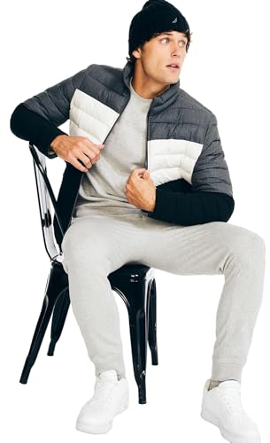 Image of Nautica Men's Reversible Quilted Puffer Jacket -Midweight Mechanical Stretch Winter Coat
