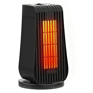 Heizlüfter Energiesparend Leise Ninonly 1200W Heizlüfter Bad Energiesparend mit 90° Oszillation 3 Modus 6 Geschwindigkeit Überhitzungs, Kippschutz PTC Heizung Elektrisch für Bad Wohnzimmer Schwarz