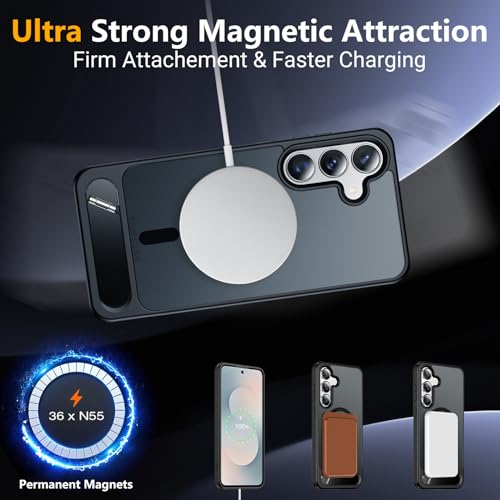 Image of SPIDERCASE Magnetic for Samsung Galaxy S25 FE Case, [3 Stand Ways][ Military Grade Drop Protection] with Invisible Stand Slim Phone Case for S25 FE 5G,Black