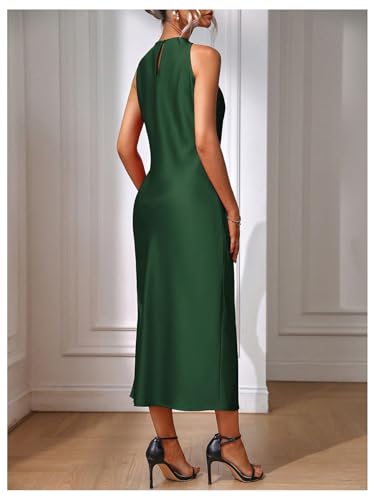 Image of Floerns Women's Elegant Sleeveless Crew Neck Maxi Dress Slit Cocktail Tank Dress