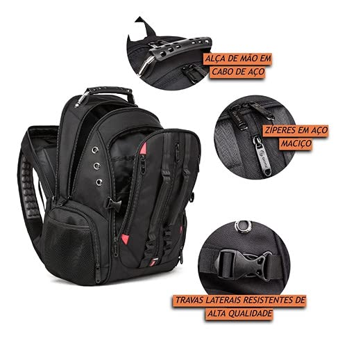 Mochila Masculina Grande Impermeável para Notebooks de até 17.3 Polegadas Gamer de Alta Qualidade Re