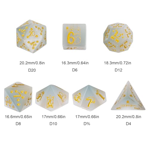 Dados DND de piedras preciosas con estuche UDIXI 7