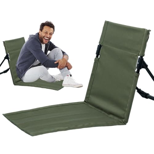 LearnLyrics Silla De Piso De Camping,Sillas De Playa Plegable Al Aire Libre Sillas De Viaje Cojín De Blanqueador Respaldo Inclinable De Playa Para Camping, Barco, Asientos De Estadio