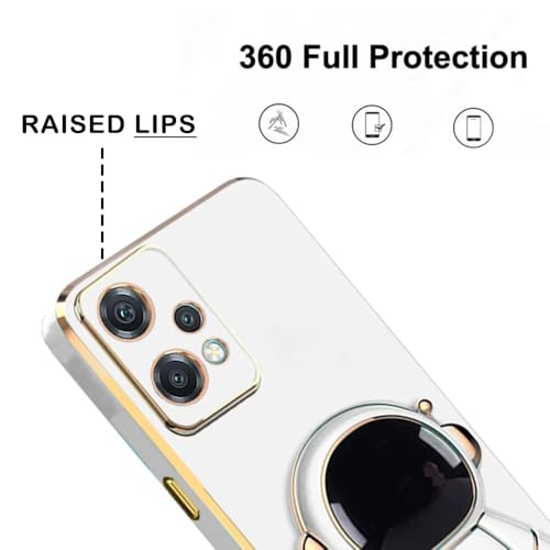 Image of for Realme 9 Pro Plus | Realme 9 / Narzo 50 Pro 5G Case Cute 3D Astronaut Stand Design Camera Protection Shockproof Soft Back Cover for 9 Pro Plus | Realme 9 / Narzo 50 Pro 5G (White)