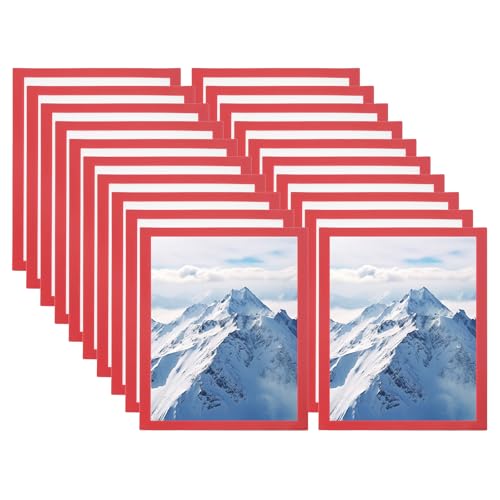 Cadre photo A4 magnétique PATIKIL rouge avec dos adhésif pour affichage mural en lot de 20