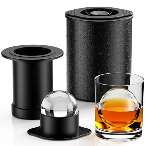 Clear Ice Ball Maker for Whiskey: 2.5' Crystal Clear Ice Maker - Large Ice Sphere Maker for Bourbon & Cocktails - Easy Release Silicone Ice Cube Maker for Home Bar