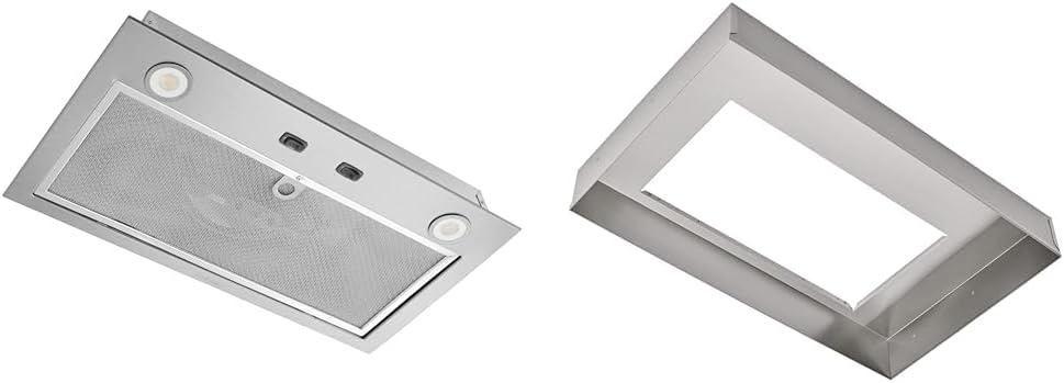 Broan-NuTone PM300SS Custom Power Pack Range Hood Insert with 2-Speed Exhaust Fan and Light, 300 Max Blower CFM, Stainless Steel, 21-Inch Built-in and Broan-NuTone LB30SS Optional Box Power Pack Hoods, Stainless Steel, 30-Inch Range Liner