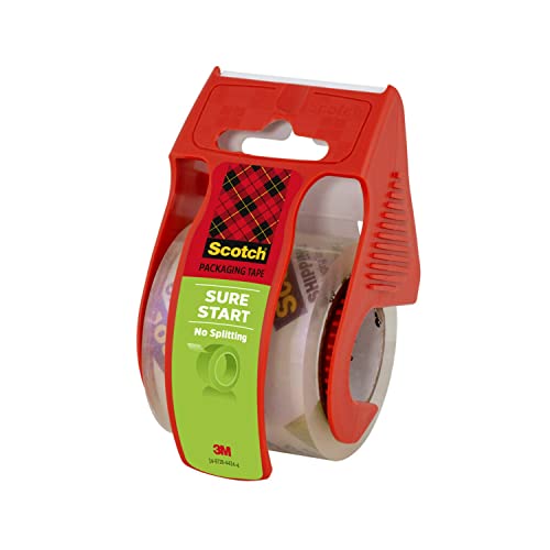 Scotch Sure Start Shipping Packaging Tape, 1.88"X 22.2 Yd, Designed For Packing, Shipping And Mailing, Quiet Unwind, No Splitting Or Tearing, 1.5" Core, Clear, 1 Dispensered Roll (145) #TOP1