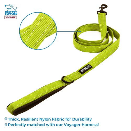 Image of Voyager Step-in Air All Weather Mesh Harness and Reflective 5 ft Dog Leash with Neoprene Handle for Small, Medium and Large Breed Puppies by Best Pet Supplies - Lime Green Base, XXXS