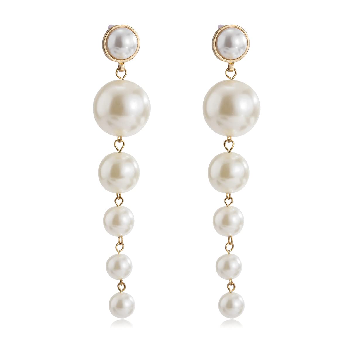 DENICRAAS Simple Beaded Elegant Pearl Long Drop Earring for Girls and Women | Wonderful Hanging Ball Plushy Drop Earrings For Women/Girls (B09TM4GV8V) Amazon Price History, Amazon Price Tracker