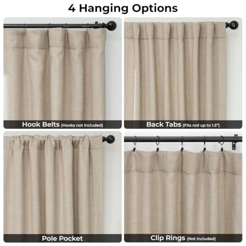 Image of HPD Half Price Drapes - Faux Linen Curtains for Living Room (1 Panel) - 100W X 120L - Extra Wide Textured Room Darkening Curtains for Bedroom 120 Inches Long - Drapes for Home Decor, Thatched Tan